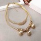 Bohemian Trendy Gold Artificial Pearl Hollow Figure Alloy Shining Necklace Party Gift for Women