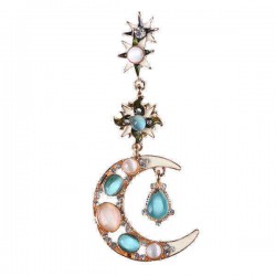 Bohemian Trendy Star Sun Moon Rhinestone Crystal Stellar Ear Drop Earring for Women Jewelry