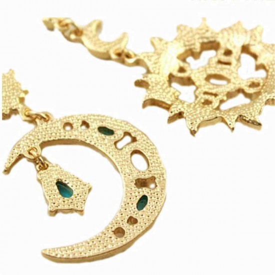 Bohemian Trendy Star Sun Moon Rhinestone Crystal Stellar Ear Drop Earring for Women Jewelry