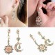 Bohemian Trendy Star Sun Moon Rhinestone Crystal Stellar Ear Drop Earring for Women Jewelry