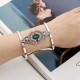 Bohemian Triangle Adjustable Bracelet Vintage Crystal Rhinestones Wide Bangle Bracelet for Women