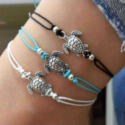 Bohemian Turtle Anklet Adjustable Wax Rope Black Blue White Ankle Bracelet Ankle Ring Foot Jewelry