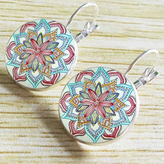 Bohemian Vintage Ear Drop Copper Colorful Flower Earrings
