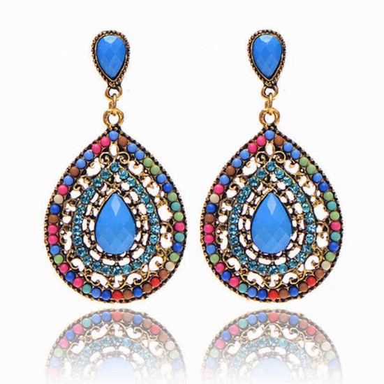 Bohemian Water Drop Diamond Earring Rhinestone Shiny Ear Drop For Women