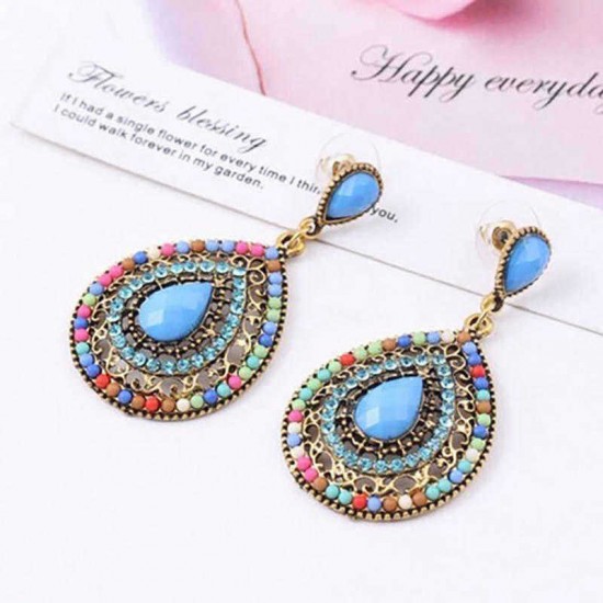 Bohemian Water Drop Diamond Earring Rhinestone Shiny Ear Drop For Women