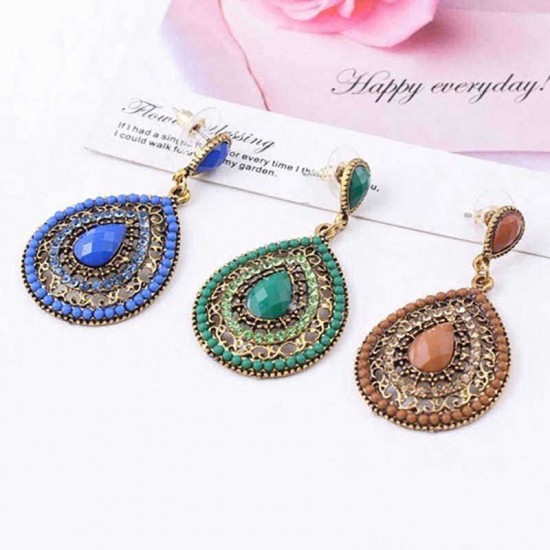 Bohemian Water Drop Diamond Earring Rhinestone Shiny Ear Drop For Women