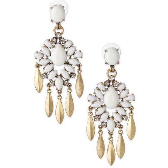 Bohemian White Gem Drop Earrings Snow Flower Tassels Earring For Women