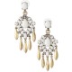 Bohemian White Gem Drop Earrings Snow Flower Tassels Earring For Women