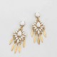 Bohemian White Gem Drop Earrings Snow Flower Tassels Earring For Women