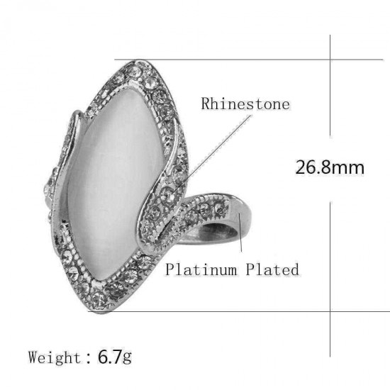 Bohemian White Resin Finger Ring Vintage Rhinestone Oval Opal Geometric Rings Jewelry for Women