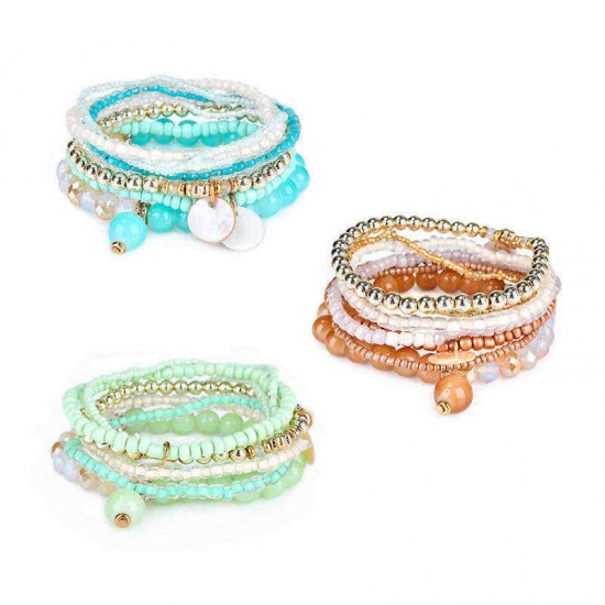 Bohemian Women Bracelet Crystal Beads Multilayer Bracelets Gift for Women