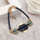 Bohemian Women Bracelet Gold Plated Coin Charm with Colorful Glass Bead Leather Bangle Chain