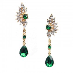 Bohemian Women Green Red Rhinestone Earring Wings Charm Drop Pendant Piercing Earrings Jewelry