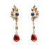 Bohemian Women Green Red Rhinestone Earring Wings Charm Drop Pendant Piercing Earrings Jewelry