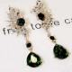 Bohemian Women Green Red Rhinestone Earring Wings Charm Drop Pendant Piercing Earrings Jewelry