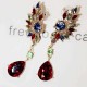 Bohemian Women Green Red Rhinestone Earring Wings Charm Drop Pendant Piercing Earrings Jewelry