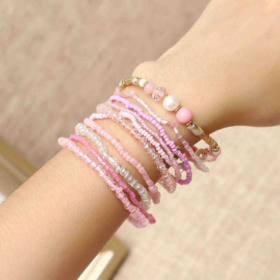 Bohemian Women Jewelry Colorful Multilayer Adjustable Bead Bracelet Best Gift for Girl