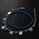 Bohemian Women's Anklet Summer Beach Multilayer Blue Bead Coin Pendant Ankle Bracelets Ring