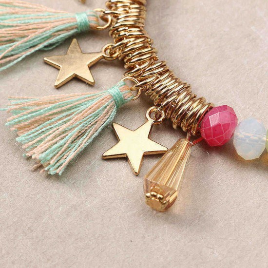 Bohemian Women's Bracelet Tassel Star Crystal Beads Bracelet Gift for Women