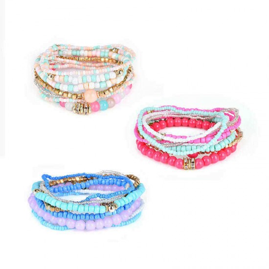 Bohemian Women's Colorful Multilayer Adjustable Beads Bracelets Best Gift for Girl