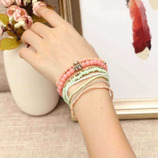 Bohemian Women's Colorful Multilayer Adjustable Beads Bracelets Best Gift for Girl