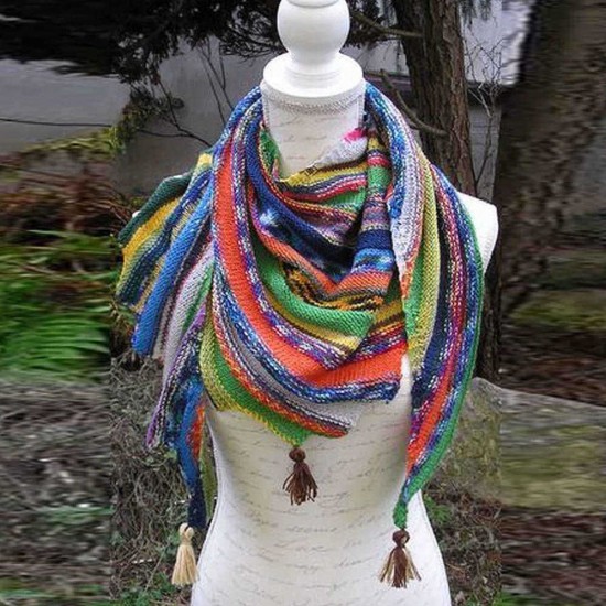 Casual Color Block Knitted Scarves & Shawl