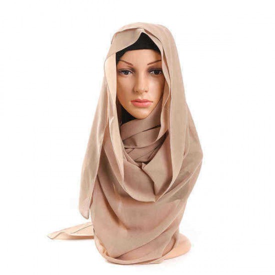 Chiffon Muslim Head Scarf Soft Islamic Underscarf Hijab Face-lift Solid Headscarf For Women