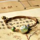 Chinese Ceramics Flower Weave Wax Rope Bracelet Jewelry