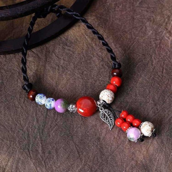 Chinese Handmade Ceramic Beads Rope Anklet Jewelry