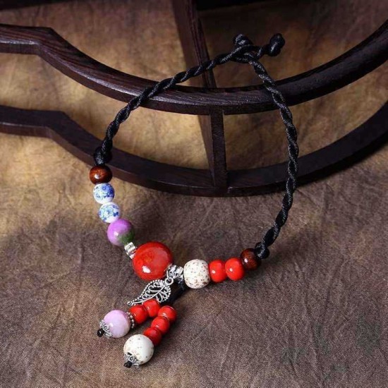 Chinese Handmade Ceramic Beads Rope Anklet Jewelry