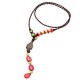 Chinese Handmade Red Turquoise Long String Necklace Jewelry