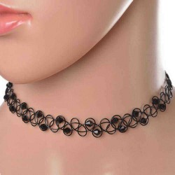 Choker Punk Stretch Tattoo Crystal Rhinestone Choker Necklace Elastic