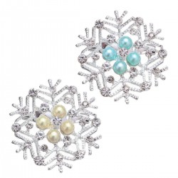 Christmas Gift Simple Pearl Rhinestone Multicolor Snowflake Brooches