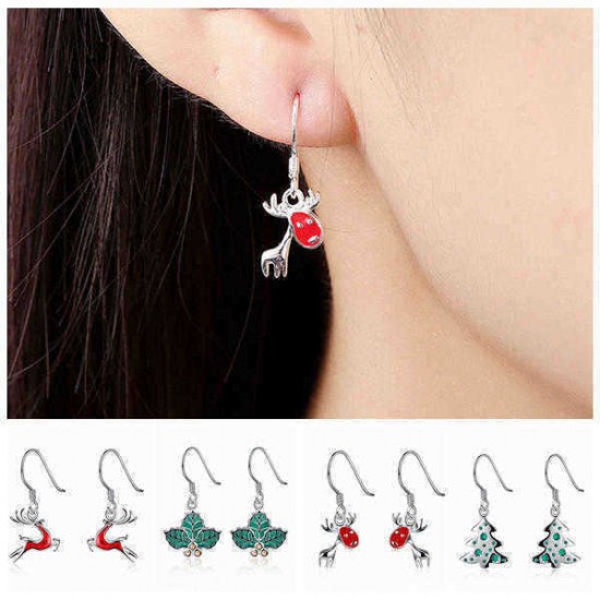 Christmas Tree Leaves Deer Delicate Gift Ear Drop Earrings