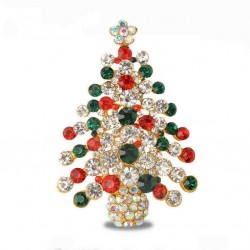 Christmas Tree Rhinestone Brooches Pins Christmas Gift