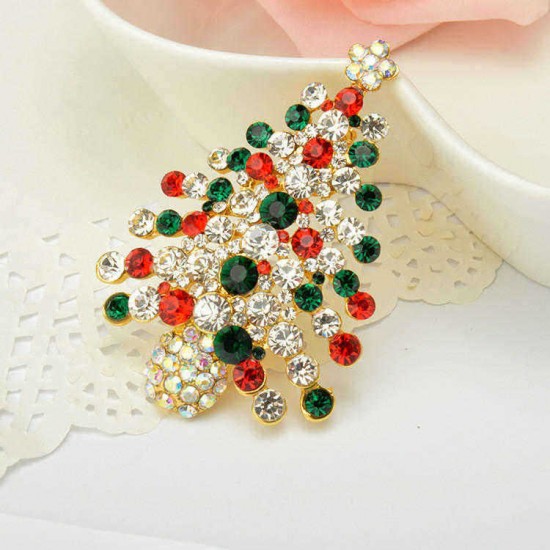 Christmas Tree Rhinestone Brooches Pins Christmas Gift