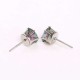 Classic Colorful Women's Stud Earrings White Gold Plated Dazzling Cubic Zirconia Piercing Earring