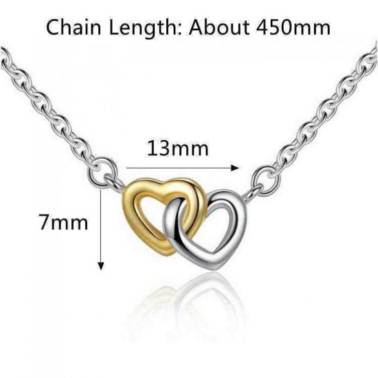 Classic Heart Pendant Necklace Silver Gold Heart to Heart Bridal Wedding Necklace for Women