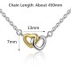 Classic Heart Pendant Necklace Silver Gold Heart to Heart Bridal Wedding Necklace for Women