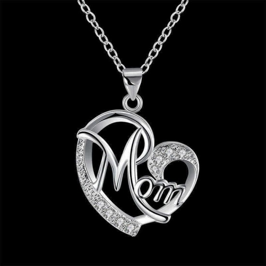 Classic Sweet Mom In Heart Necklace Dazzling Zirconia Pendant Women Necklaces Best Gift for Mom