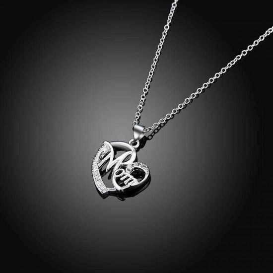 Classic Sweet Mom In Heart Necklace Dazzling Zirconia Pendant Women Necklaces Best Gift for Mom