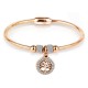 Classic Tree of Life Charm Bangle Bracelets Simple Rose Gold Silver Gemstone Women Cuff Bracelet