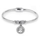 Classic Tree of Life Charm Bangle Bracelets Simple Rose Gold Silver Gemstone Women Cuff Bracelet