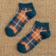 Cottton Plaid Breathable Ankle Socks Leisure Skid Resistant Low Cut Invisible No Show Sock for Women