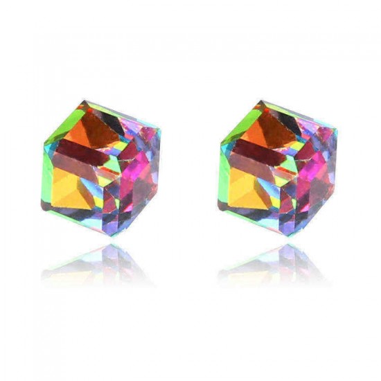 Creative Unisex Cubic Crystal Magnetic Clip Earring Fashion Magnet No Piercing Colorful Earrings