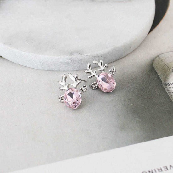 Crystal Deer Ear Stud Sweet Casual Party Earrings