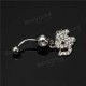 Crystal Elephant Belly Button Rings Dangle Navel Bar Body Piercing Jewelry