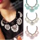 Crystal Flower Pendant Chunky Chain Statement Choker Necklacee