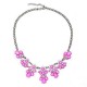 Crystal Flower Pendant Statement Necklace Metal Chain Choker Necklace