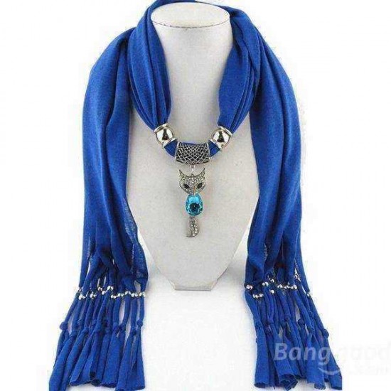 Crystal Fox Pendant Tassel Scarf Necklace Women Jewelry Autumn Winter